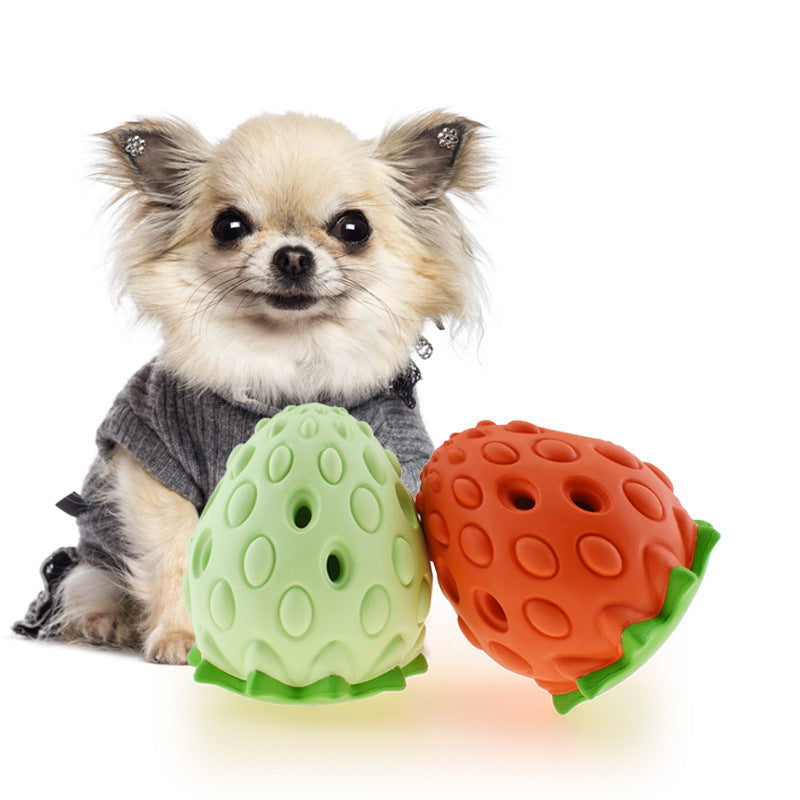 Pet Toy Chew Resistant Strawberry Leak Food Ball3