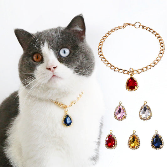 Metal Crystal Diamond Pendant Cat Collar Accessories1