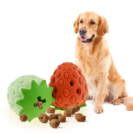 Pet Toy Chew Resistant Strawberry Leak Food Ball1