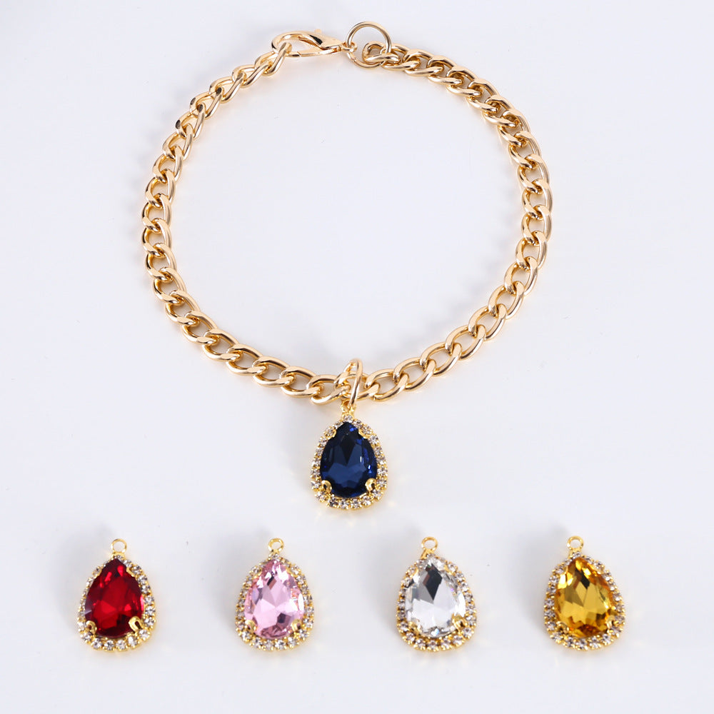 Metal Crystal Diamond Pendant Cat Collar Accessories3